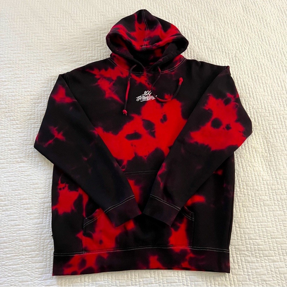 100 Thieves Jam Red Black Toe Dye Hoodie